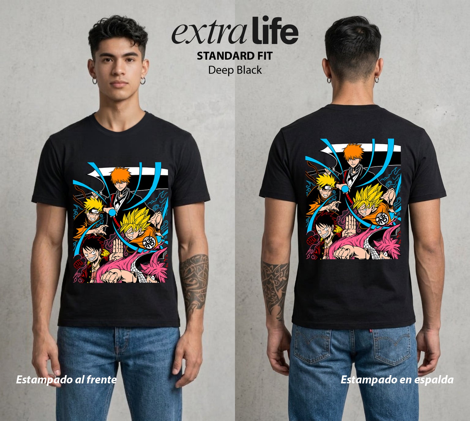 El Mundo del Anime | Las Leyendas Animadas #00049 - Playera Standard Fit | Deep Black - Foto en modelo