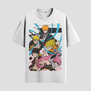 Playera urbana de anime y gaming ExtraLife MX, corte Standard Fit unisex ligero y transpirable en color Deep Black y Pure White, ropa de uso diario para gym y casual.