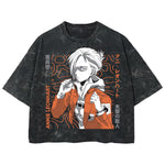 Playera streetwear premium de anime y gaming ExtraLife MX, corte boxy deluxe mineral wash heavyweight en color Acid Wash, moda urbana mexicana de culto.