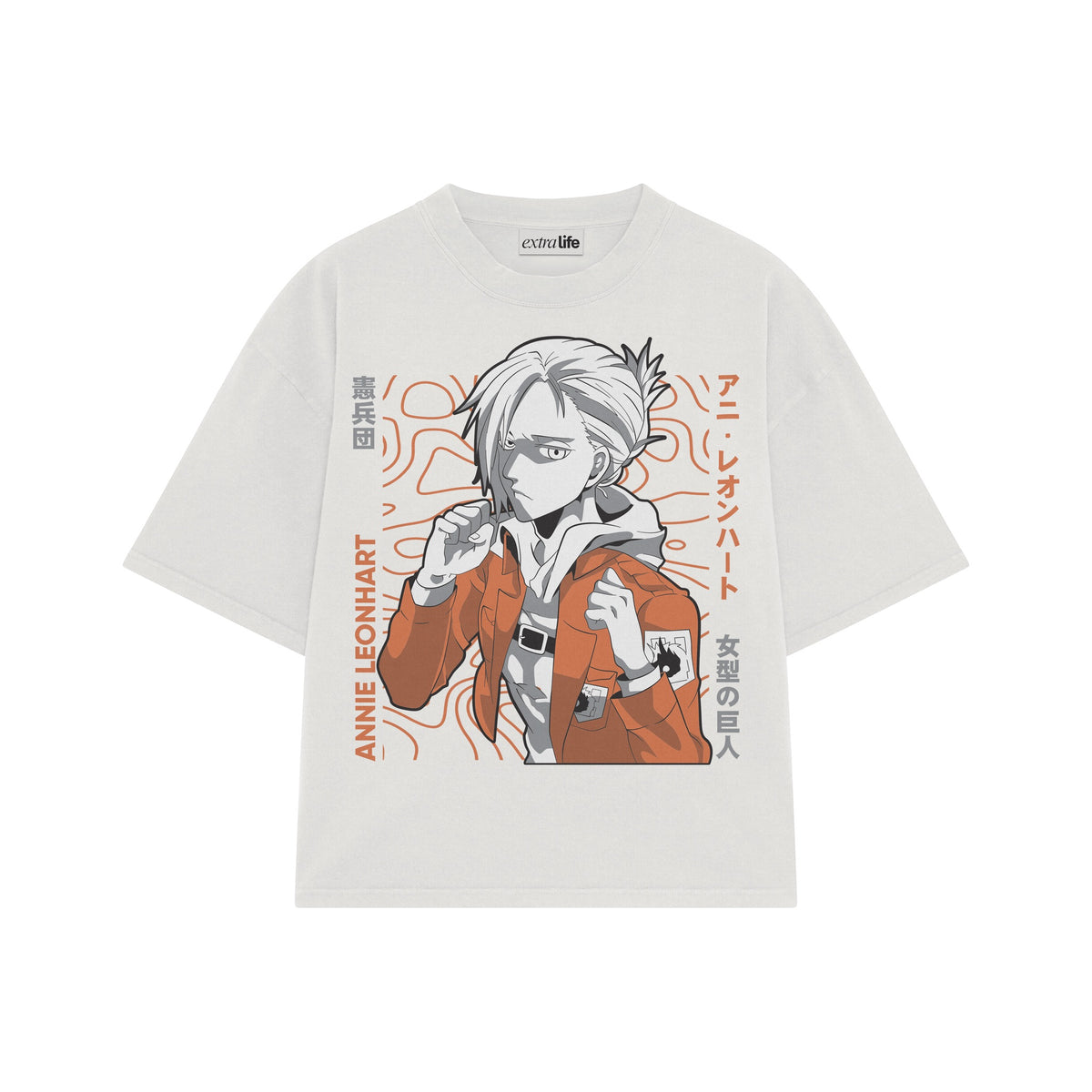 Playera streetwear premium de anime y gaming ExtraLife MX, corte oversized drop shoulder ligero y fresco en color Deep Black y Off-White, moda urbana mexicana de culto.