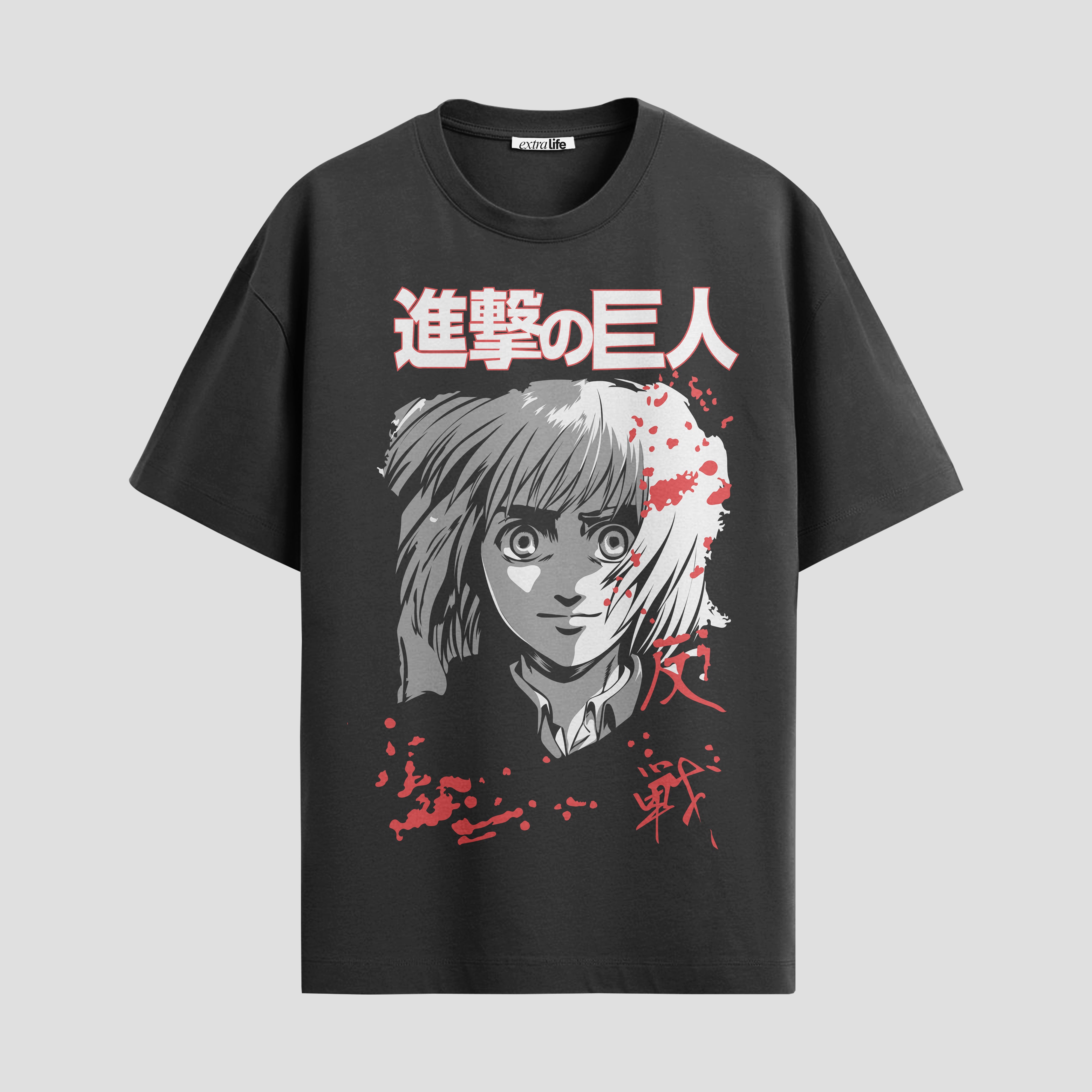 Playera urbana de anime y gaming ExtraLife MX, corte Standard Fit unisex ligero y transpirable en color Deep Black y Pure White, ropa de uso diario para gym y casual.