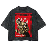 Playera streetwear premium de anime y gaming ExtraLife MX, corte boxy deluxe mineral wash heavyweight en color Acid Wash, moda urbana mexicana de culto.