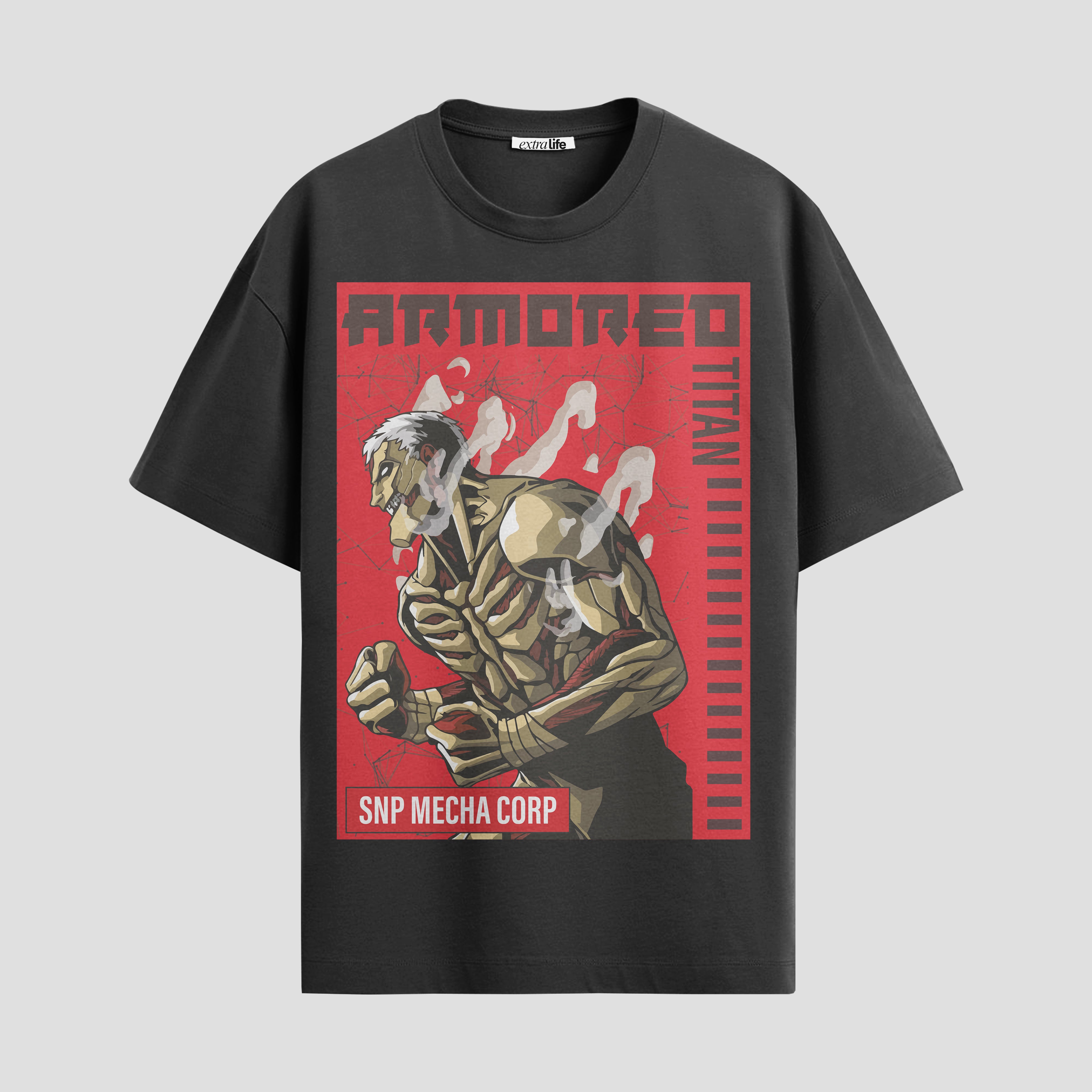 Playera urbana de anime y gaming ExtraLife MX, corte Standard Fit unisex ligero y transpirable en color Deep Black y Pure White, ropa de uso diario para gym y casual.