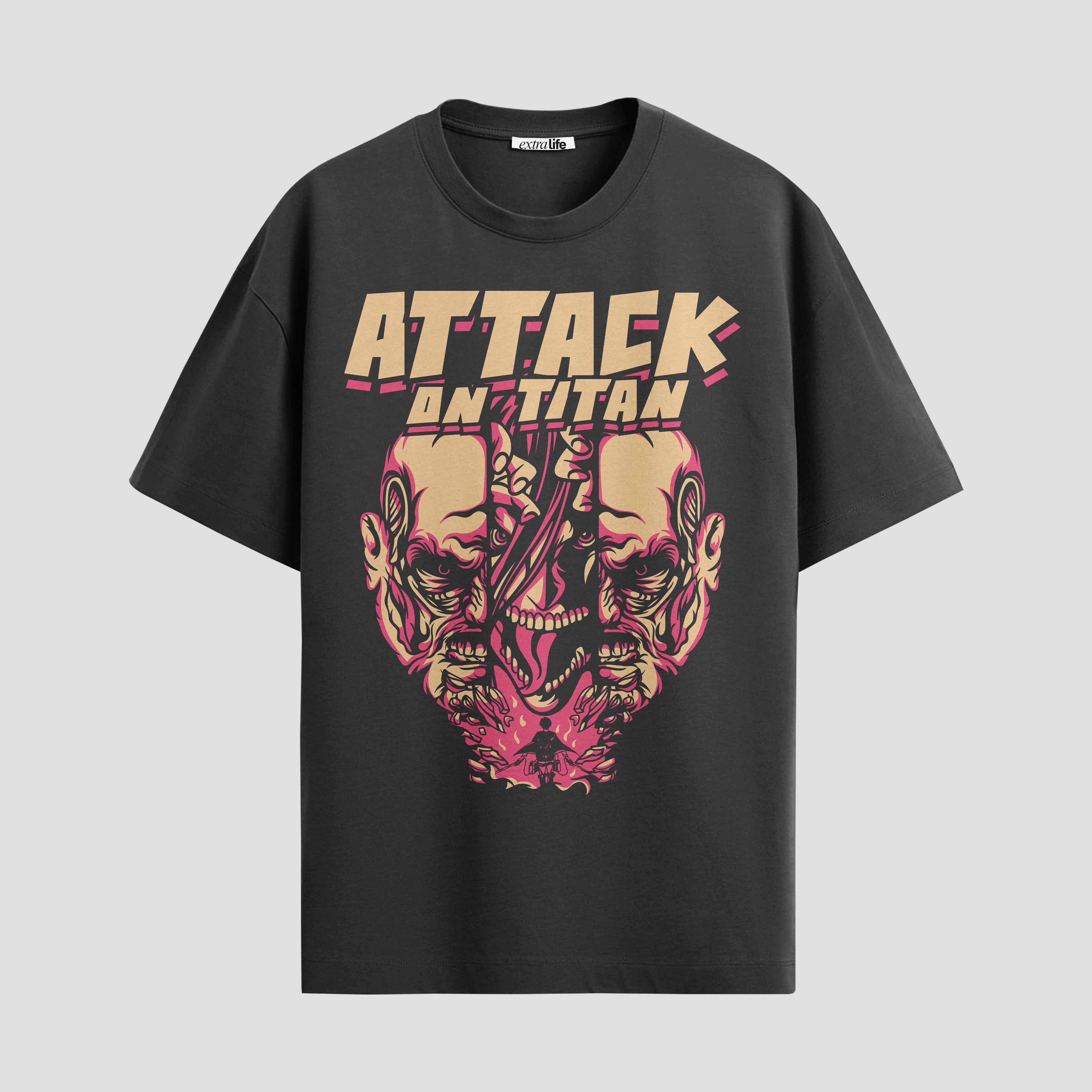 Playera urbana de anime y gaming ExtraLife MX, corte Standard Fit unisex ligero y transpirable en color Deep Black y Pure White, ropa de uso diario para gym y casual.