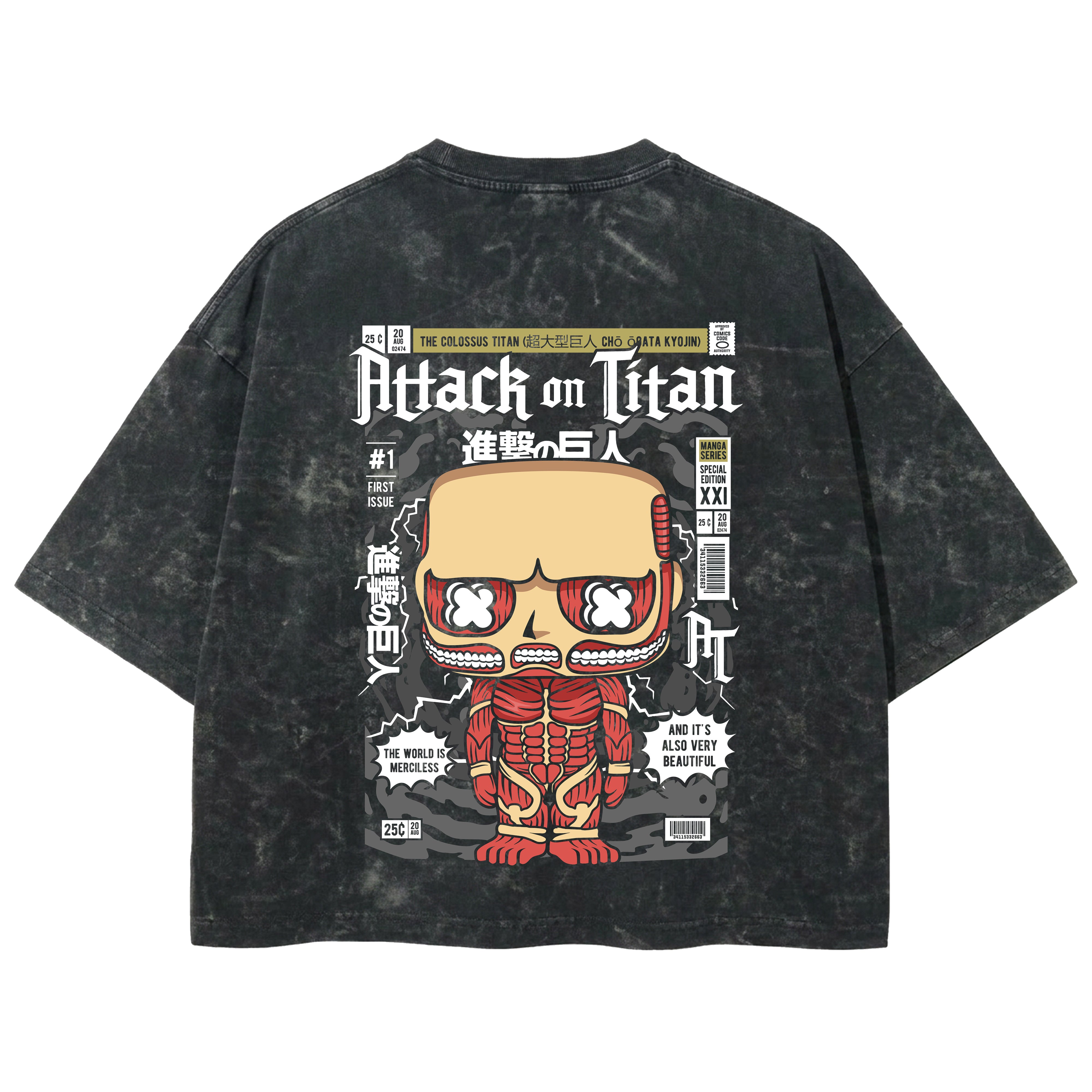 Playera streetwear premium de anime y gaming ExtraLife MX, corte boxy deluxe mineral wash heavyweight en color Acid Wash, moda urbana mexicana de culto.