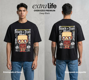 Mas Alla del Muro | El Gigante #00067 - Playera Oversized Premium | Deep Black - Foto en modelo