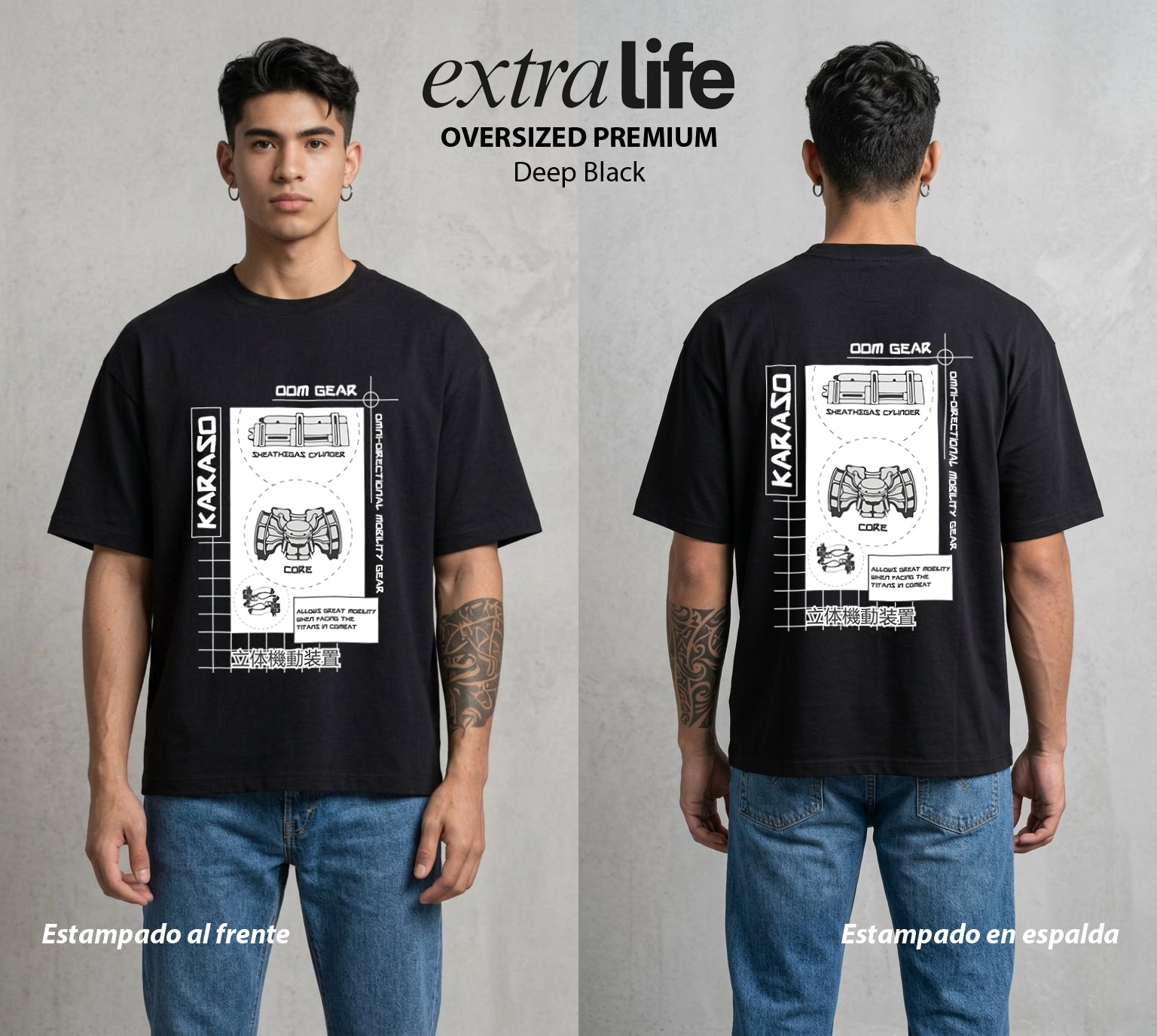 Mas Alla del Muro | La Herramienta del Regimiento #00069 - Playera Oversized Premium | Deep Black - Foto en modelo
