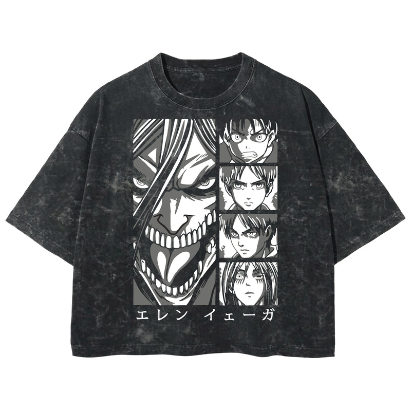 Playera streetwear premium de anime y gaming ExtraLife MX, corte boxy deluxe mineral wash heavyweight en color Acid Wash, moda urbana mexicana de culto.