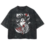 Playera streetwear premium de anime y gaming ExtraLife MX, corte boxy deluxe mineral wash heavyweight en color Acid Wash, moda urbana mexicana de culto.