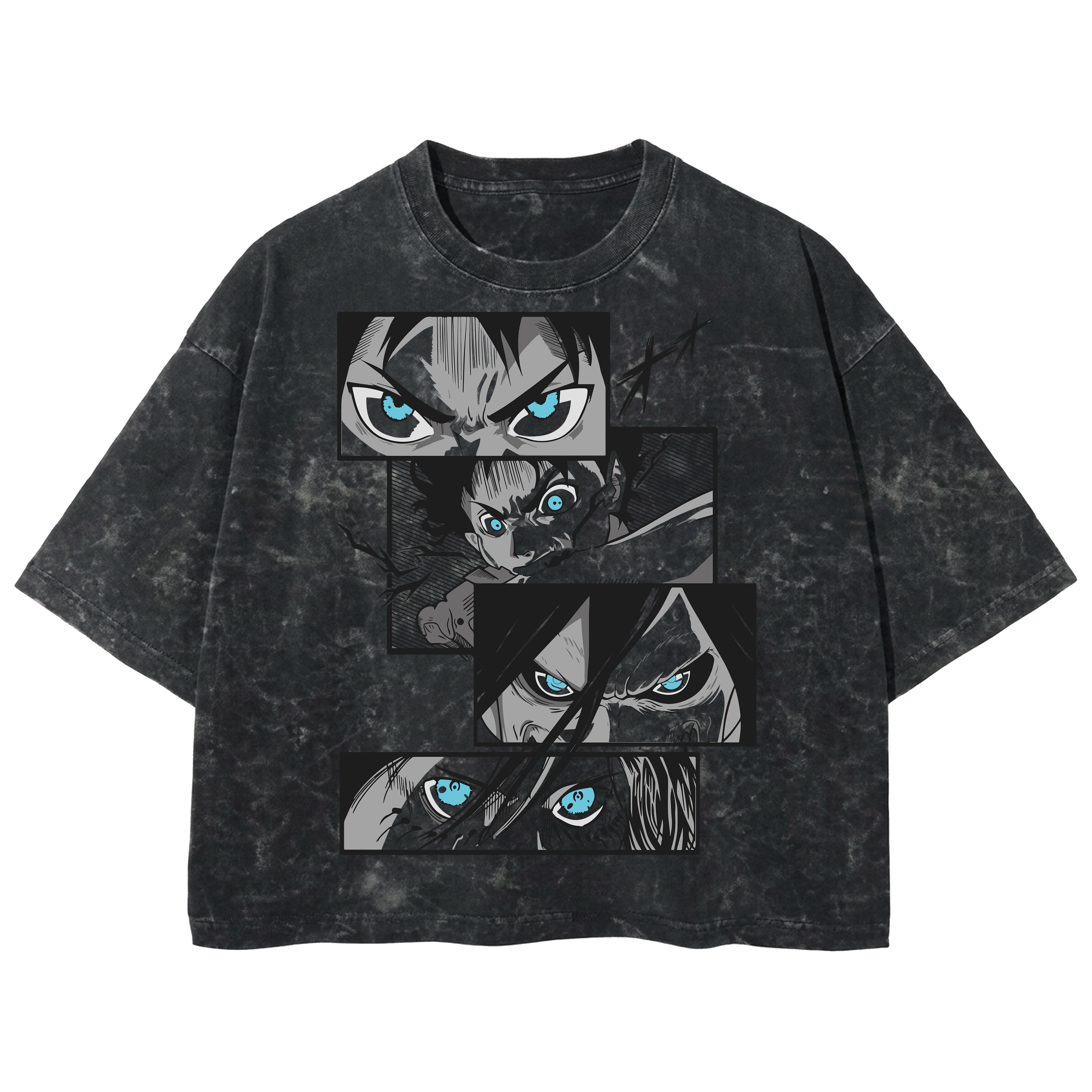 Playera streetwear premium de anime y gaming ExtraLife MX, corte boxy deluxe mineral wash heavyweight en color Acid Wash, moda urbana mexicana de culto.