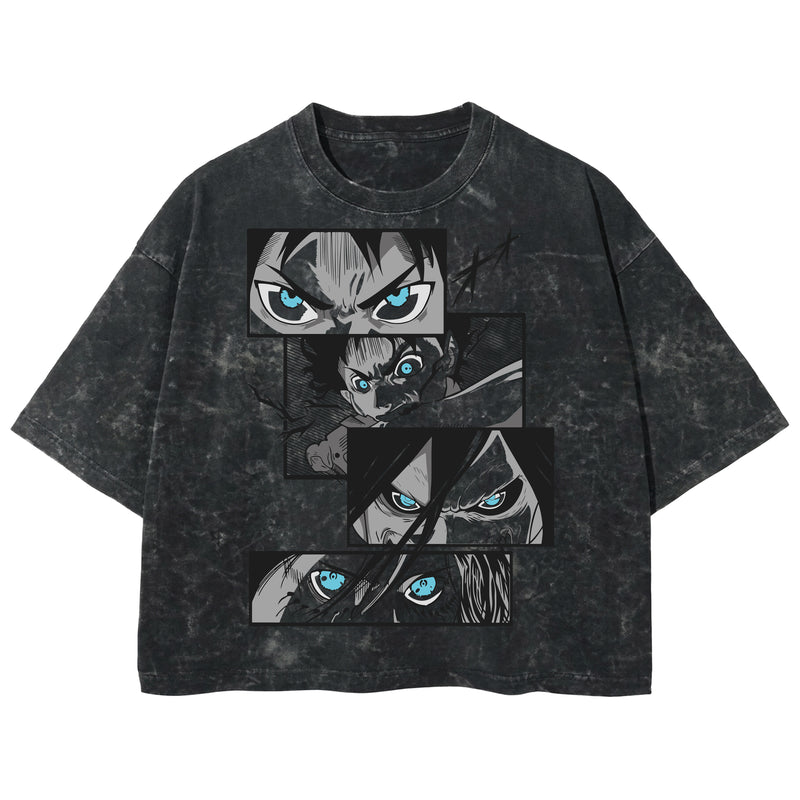 Playera streetwear premium de anime y gaming ExtraLife MX, corte boxy deluxe mineral wash heavyweight en color Acid Wash, moda urbana mexicana de culto.