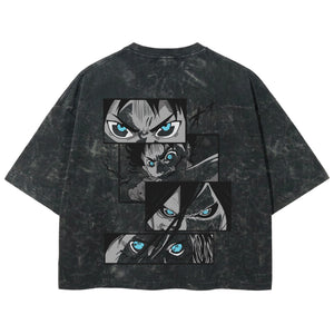 Playera streetwear premium de anime y gaming ExtraLife MX, corte boxy deluxe mineral wash heavyweight en color Acid Wash, moda urbana mexicana de culto.