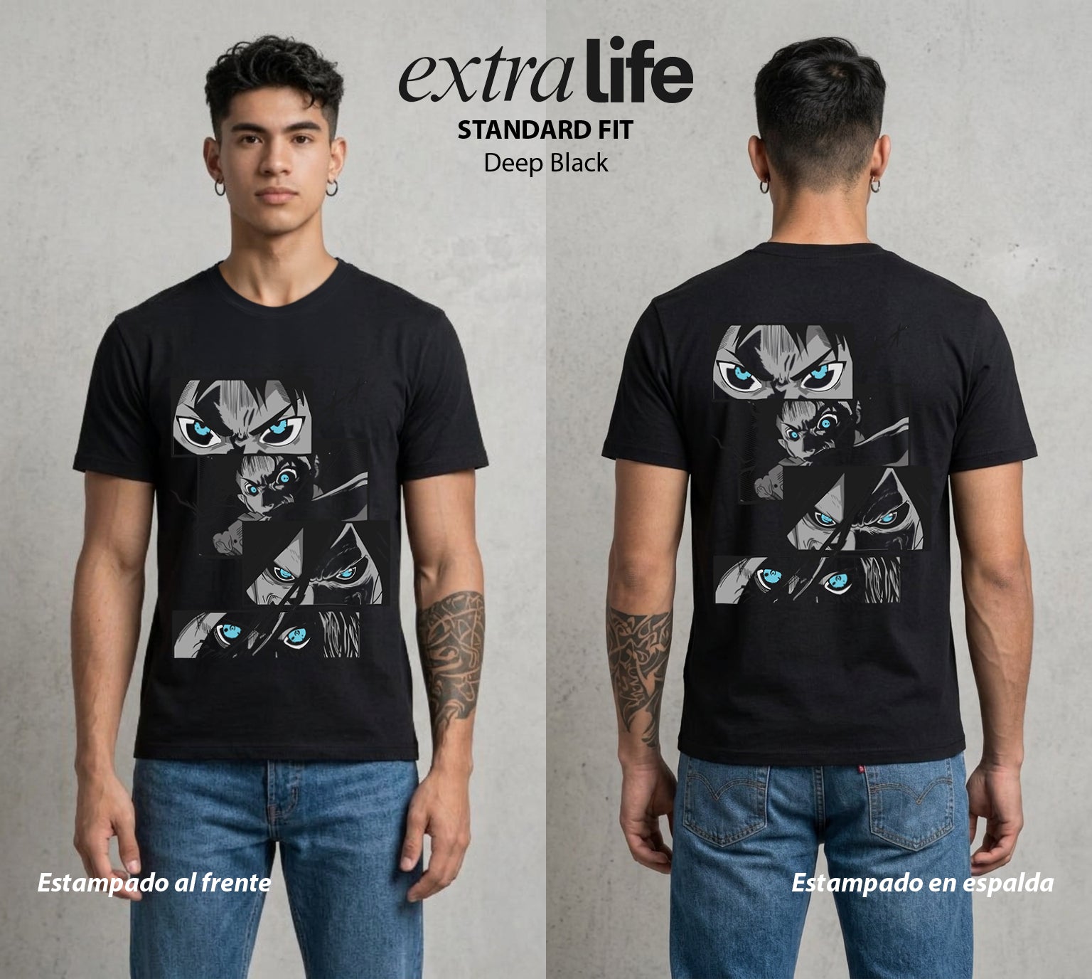 Mas Alla del Muro | La Ira del Titan #00072 - Playera Standard Fit | Deep Black - Foto en modelo