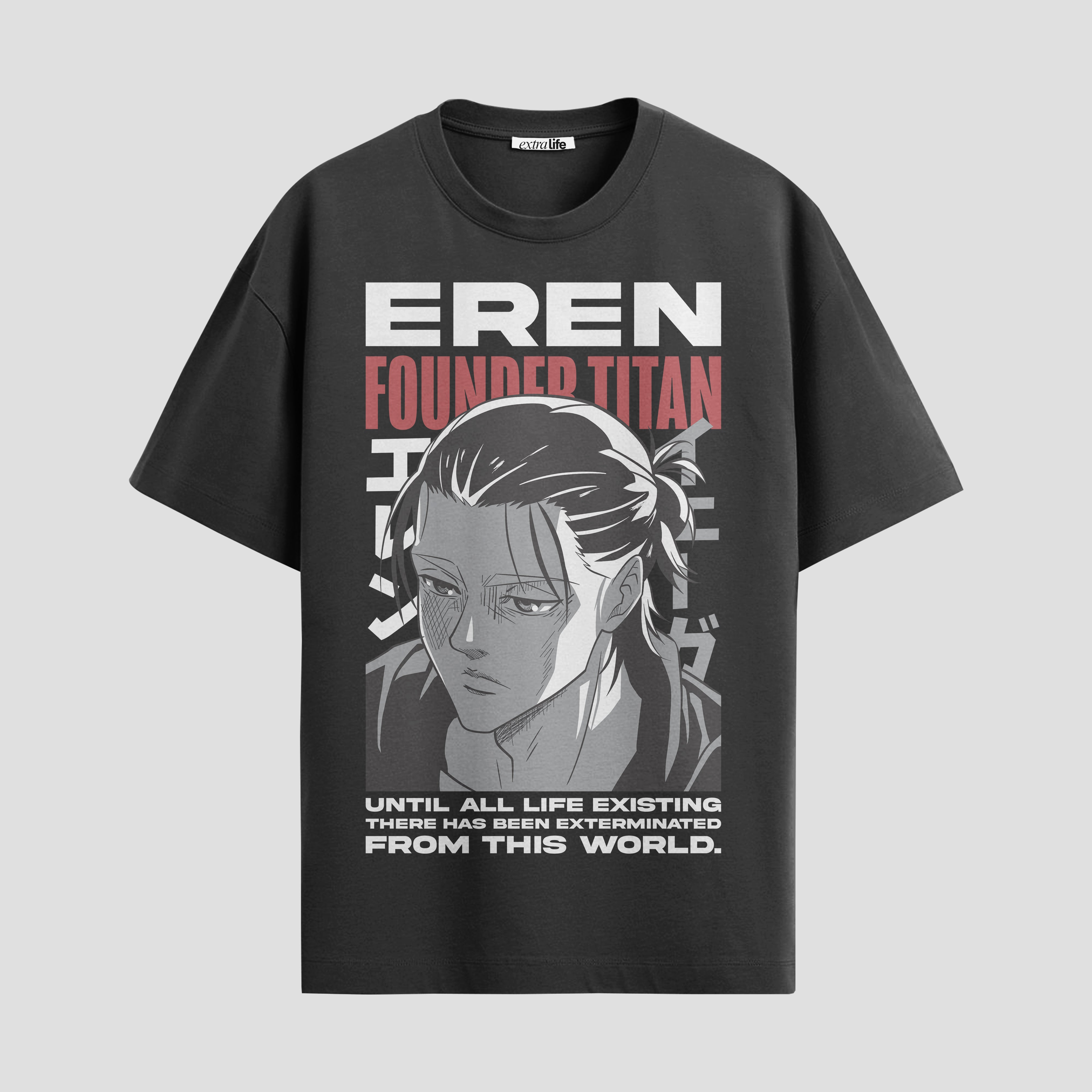 Playera urbana de anime y gaming ExtraLife MX, corte Standard Fit unisex ligero y transpirable en color Deep Black y Pure White, ropa de uso diario para gym y casual.