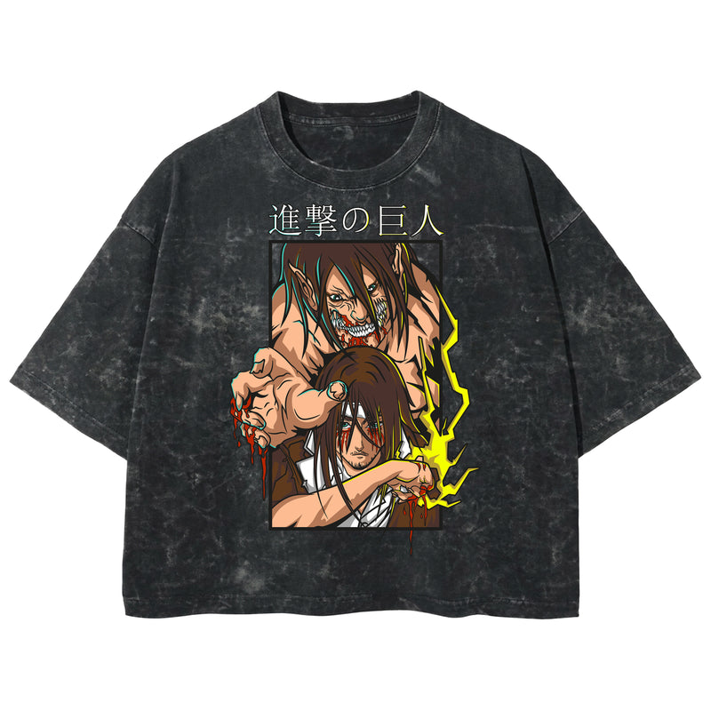 Playera streetwear premium de anime y gaming ExtraLife MX, corte boxy deluxe mineral wash heavyweight en color Acid Wash, moda urbana mexicana de culto.