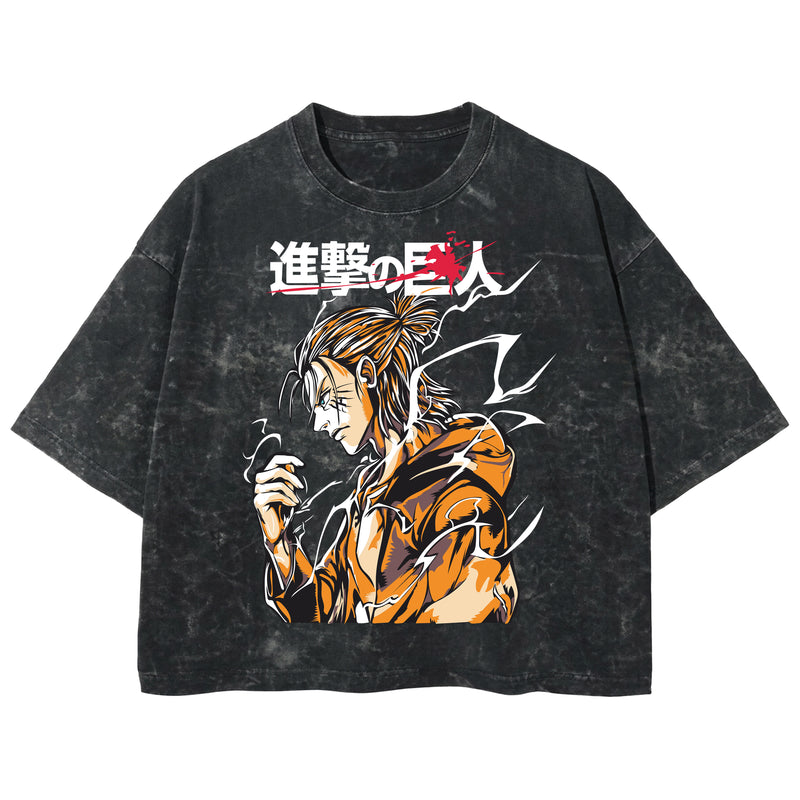 Playera streetwear premium de anime y gaming ExtraLife MX, corte boxy deluxe mineral wash heavyweight en color Acid Wash, moda urbana mexicana de culto.