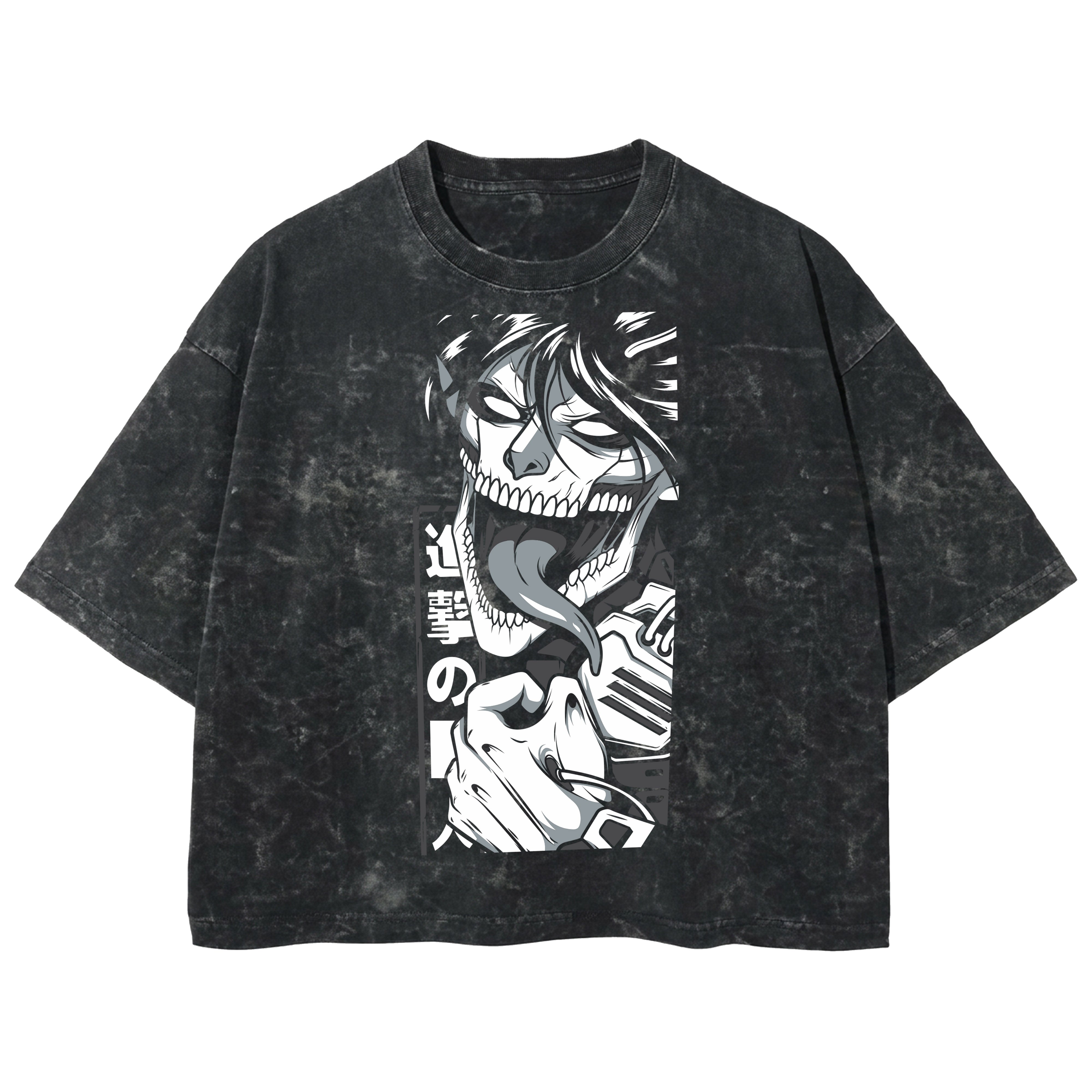 Playera streetwear premium de anime y gaming ExtraLife MX, corte boxy deluxe mineral wash heavyweight en color Acid Wash, moda urbana mexicana de culto.