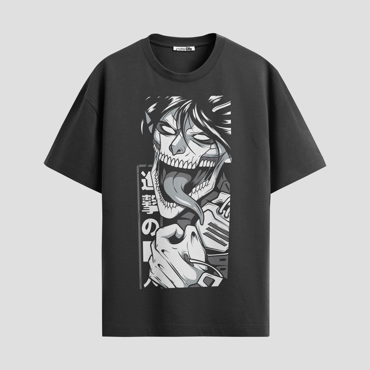 Playera urbana de anime y gaming ExtraLife MX, corte Classic Premium unisex ligero y transpirable en color Deep Black y Pure White, ropa de uso diario para gym y casual.