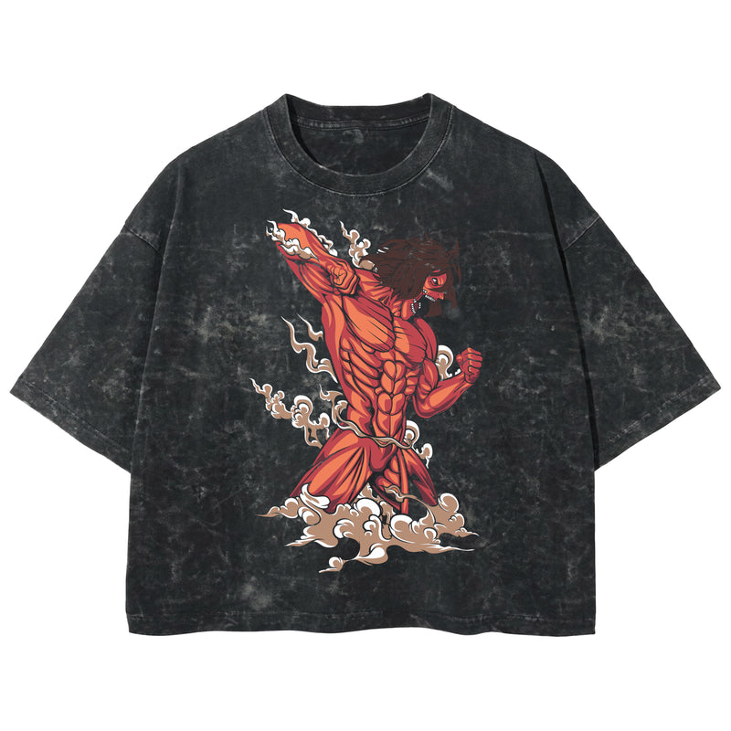 Playera streetwear premium de anime y gaming ExtraLife MX, corte boxy deluxe mineral wash heavyweight en color Acid Wash, moda urbana mexicana de culto.