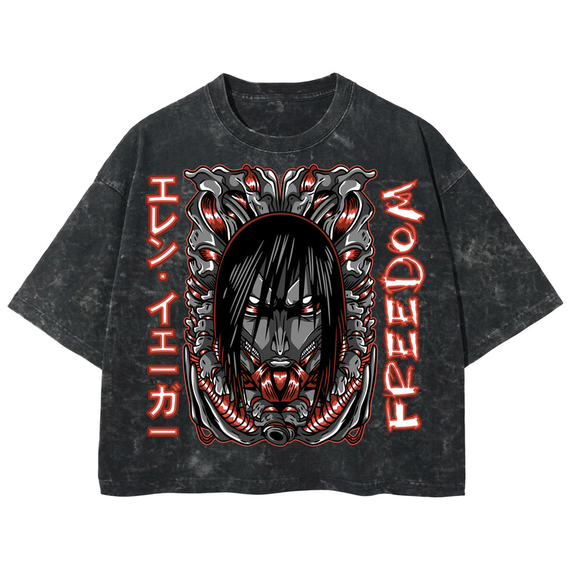 Playera streetwear premium de anime y gaming ExtraLife MX, corte boxy deluxe mineral wash heavyweight en color Acid Wash, moda urbana mexicana de culto.