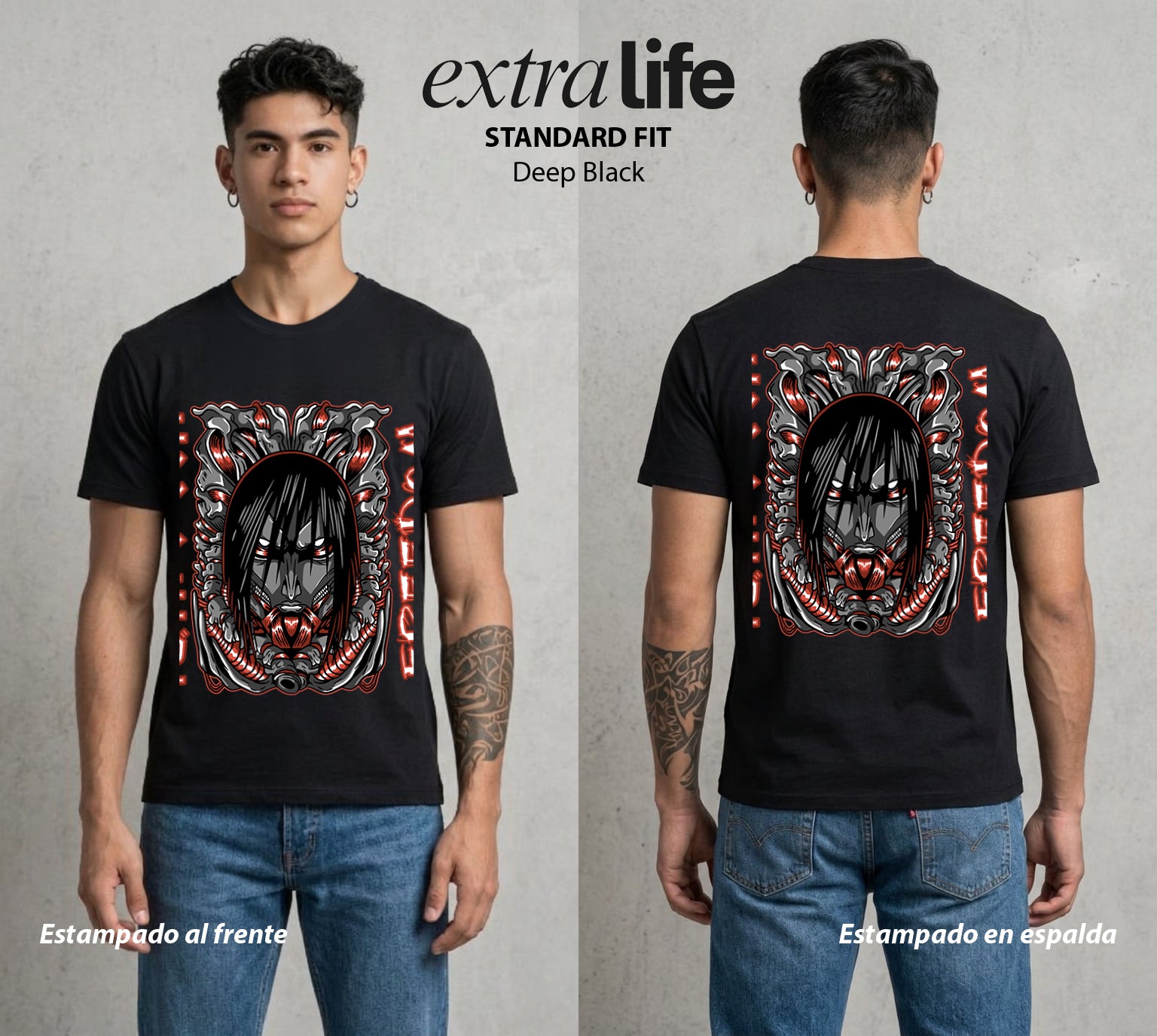 Mas Alla del Muro | La Libertad o la Muerte #00080 - Playera Standard Fit | Deep Black - Foto en modelo