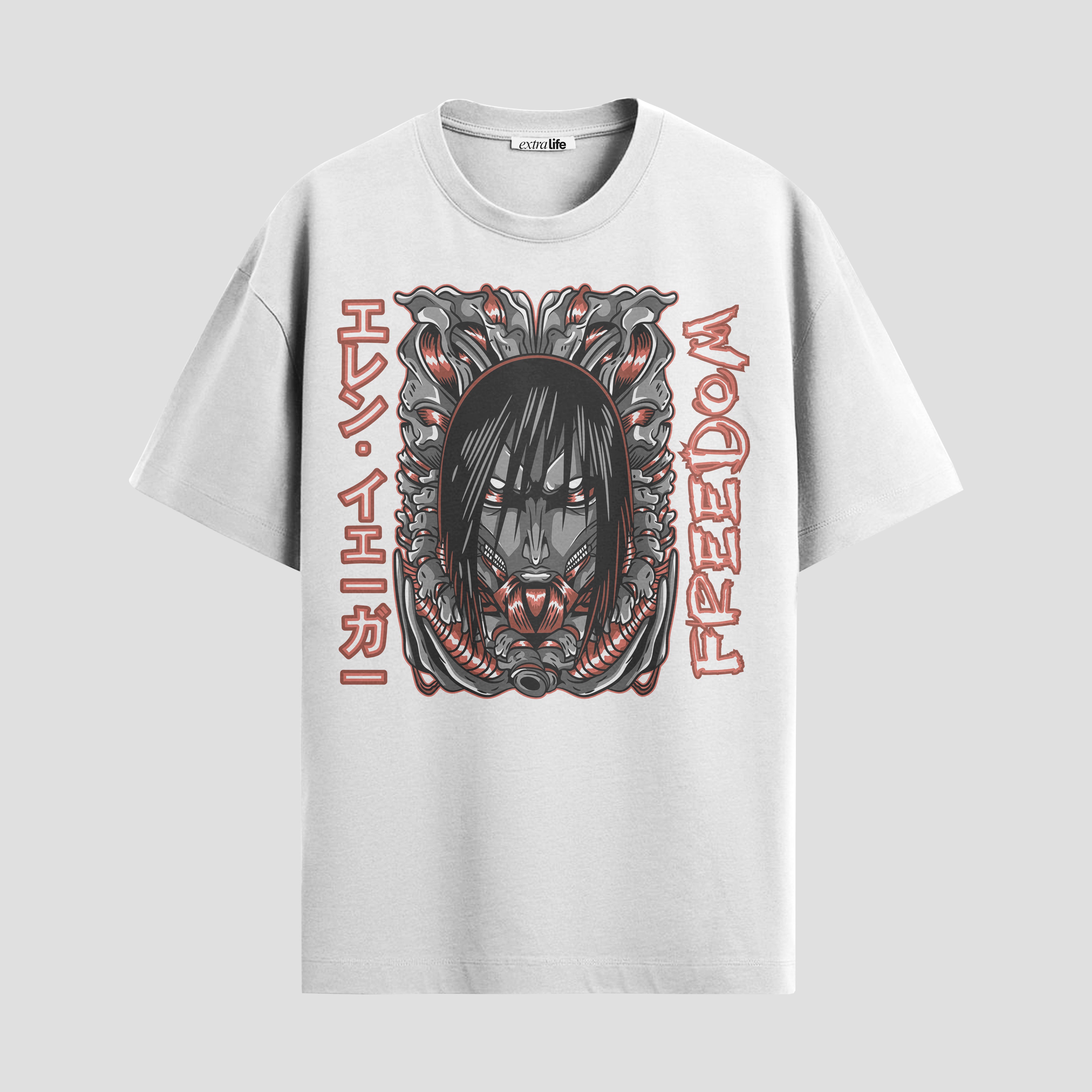 Playera urbana de anime y gaming ExtraLife MX, corte Standard Fit unisex ligero y transpirable en color Deep Black y Pure White, ropa de uso diario para gym y casual.