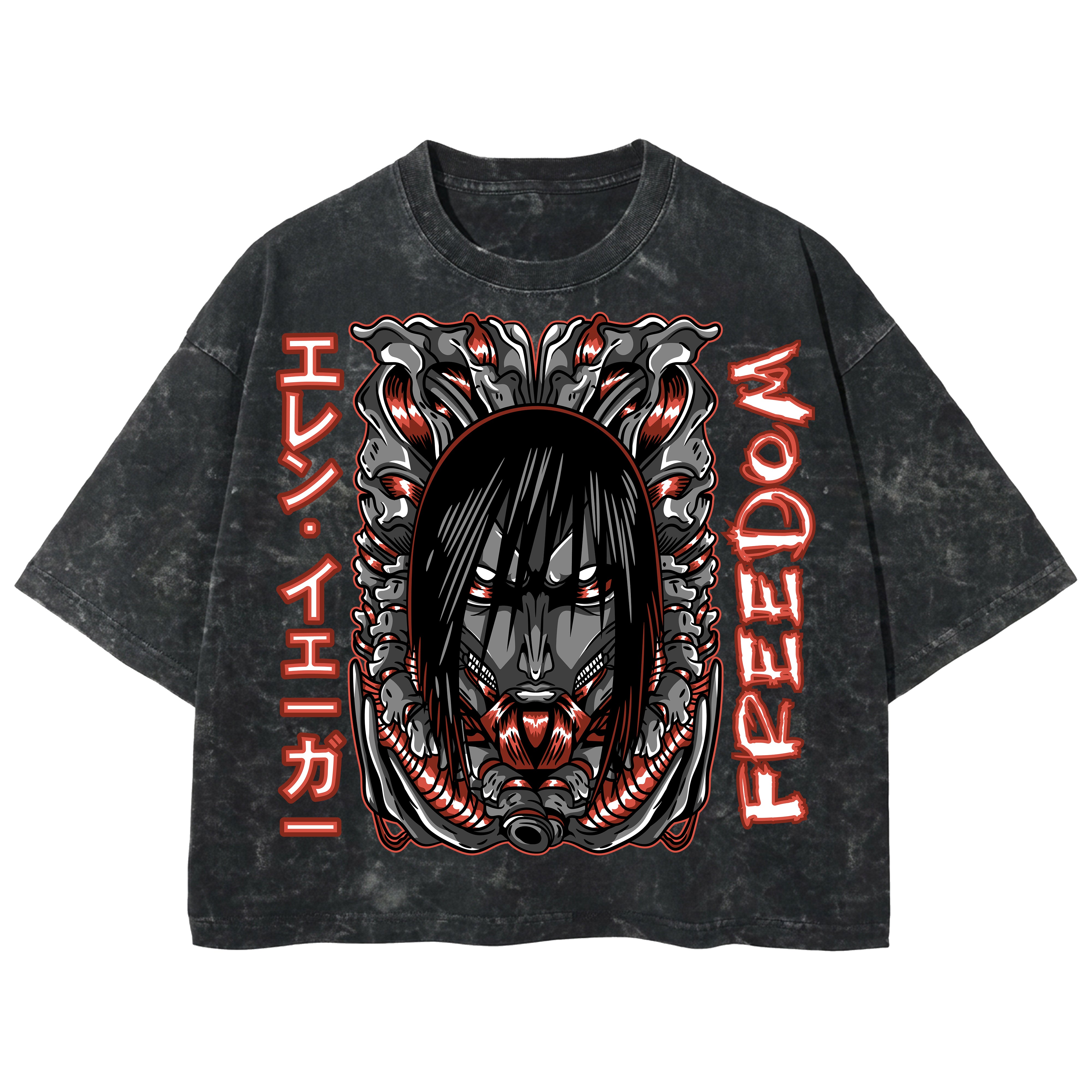 Playera streetwear premium de anime y gaming ExtraLife MX, corte boxy deluxe mineral wash heavyweight en color Acid Wash, moda urbana mexicana de culto.