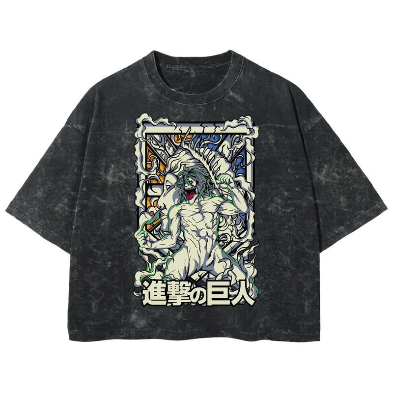 Playera streetwear premium de anime y gaming ExtraLife MX, corte boxy deluxe mineral wash heavyweight en color Acid Wash, moda urbana mexicana de culto.