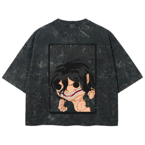 Playera streetwear premium de anime y gaming ExtraLife MX, corte boxy deluxe mineral wash heavyweight en color Acid Wash, moda urbana mexicana de culto.