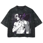 Playera streetwear premium de anime y gaming ExtraLife MX, corte boxy deluxe mineral wash heavyweight en color Acid Wash, moda urbana mexicana de culto.