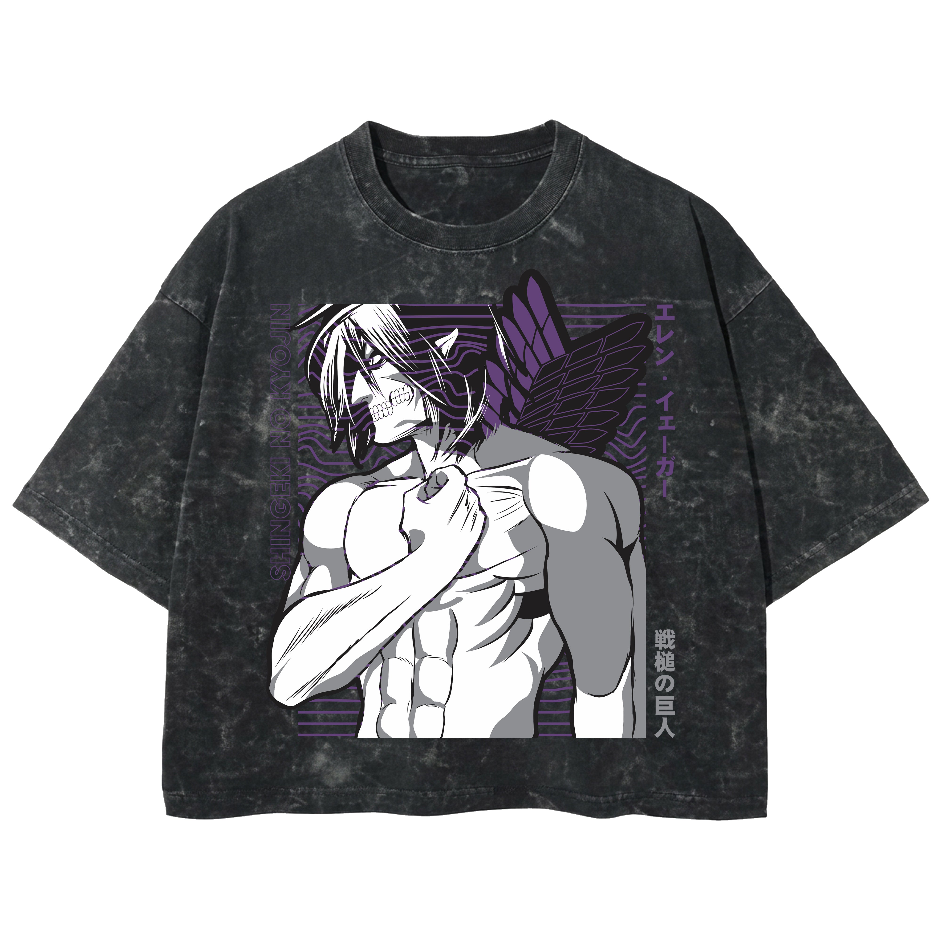 Playera streetwear premium de anime y gaming ExtraLife MX, corte boxy deluxe mineral wash heavyweight en color Acid Wash, moda urbana mexicana de culto.
