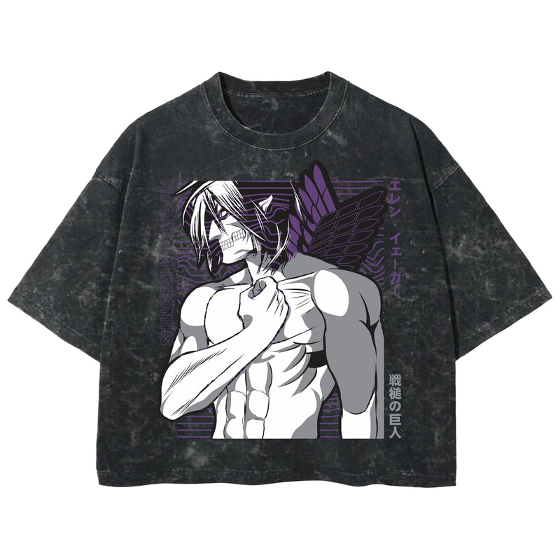 Playera streetwear premium de anime y gaming ExtraLife MX, corte boxy deluxe mineral wash heavyweight en color Acid Wash, moda urbana mexicana de culto.