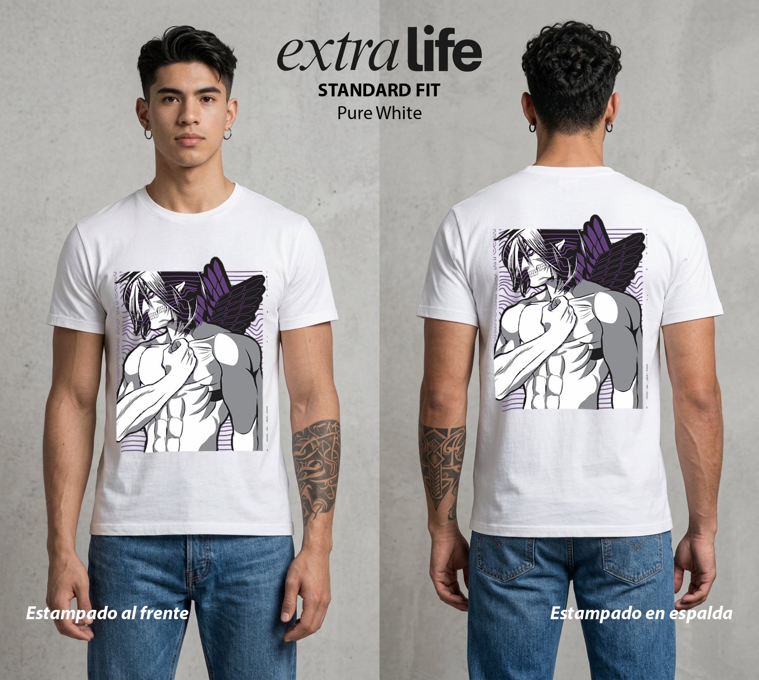 Mas Alla del Muro | El Titan de Ataque #00088 - Playera Standard Fit | Pure White - Foto en modelo