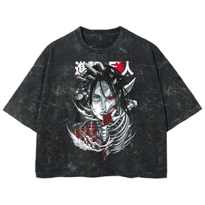 Playera streetwear premium de anime y gaming ExtraLife MX, corte boxy deluxe mineral wash heavyweight en color Acid Wash, moda urbana mexicana de culto.