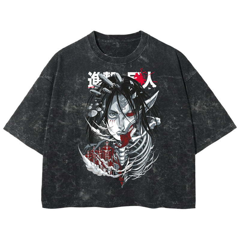 Playera streetwear premium de anime y gaming ExtraLife MX, corte boxy deluxe mineral wash heavyweight en color Acid Wash, moda urbana mexicana de culto.