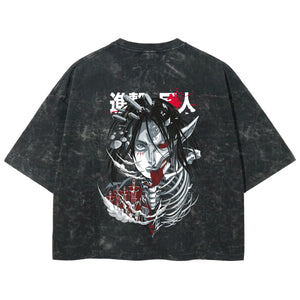 Playera streetwear premium de anime y gaming ExtraLife MX, corte boxy deluxe mineral wash heavyweight en color Acid Wash, moda urbana mexicana de culto.