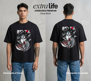 Mas Alla del Muro | La Libertad o la Muerte #00089 - Playera Oversized Premium | Deep Black - Foto en modelo