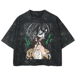 Playera streetwear premium de anime y gaming ExtraLife MX, corte boxy deluxe mineral wash heavyweight en color Acid Wash, moda urbana mexicana de culto.