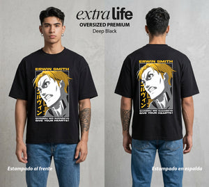 Mas Alla del Muro | El Comandante del Amanecer #00092 - Playera Oversized Premium | Deep Black - Foto en modelo