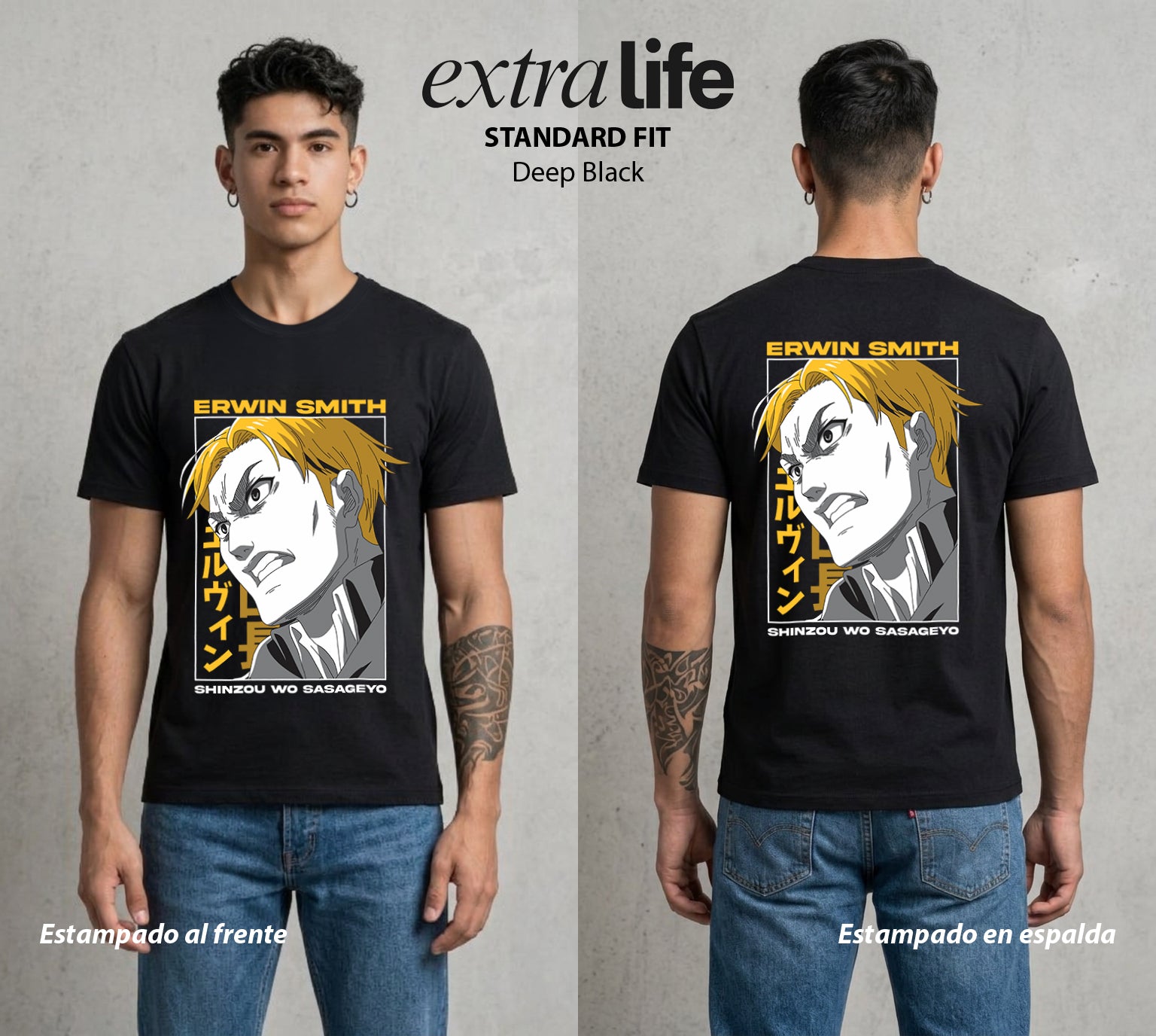 Mas Alla del Muro | El Comandante del Amanecer #00092 - Playera Standard Fit | Deep Black - Foto en modelo