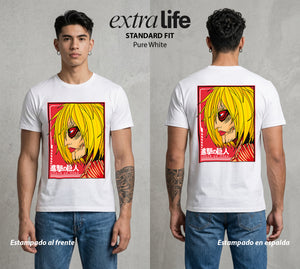 Mas Alla del Muro | La Titan Femenina #00094 - Playera Standard Fit | Pure White - Foto en modelo
