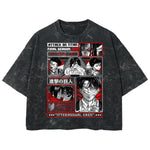 Playera streetwear premium de anime y gaming ExtraLife MX, corte boxy deluxe mineral wash heavyweight en color Acid Wash, moda urbana mexicana de culto.
