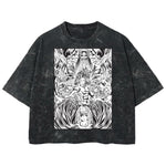Playera streetwear premium de anime y gaming ExtraLife MX, corte boxy deluxe mineral wash heavyweight en color Acid Wash, moda urbana mexicana de culto.