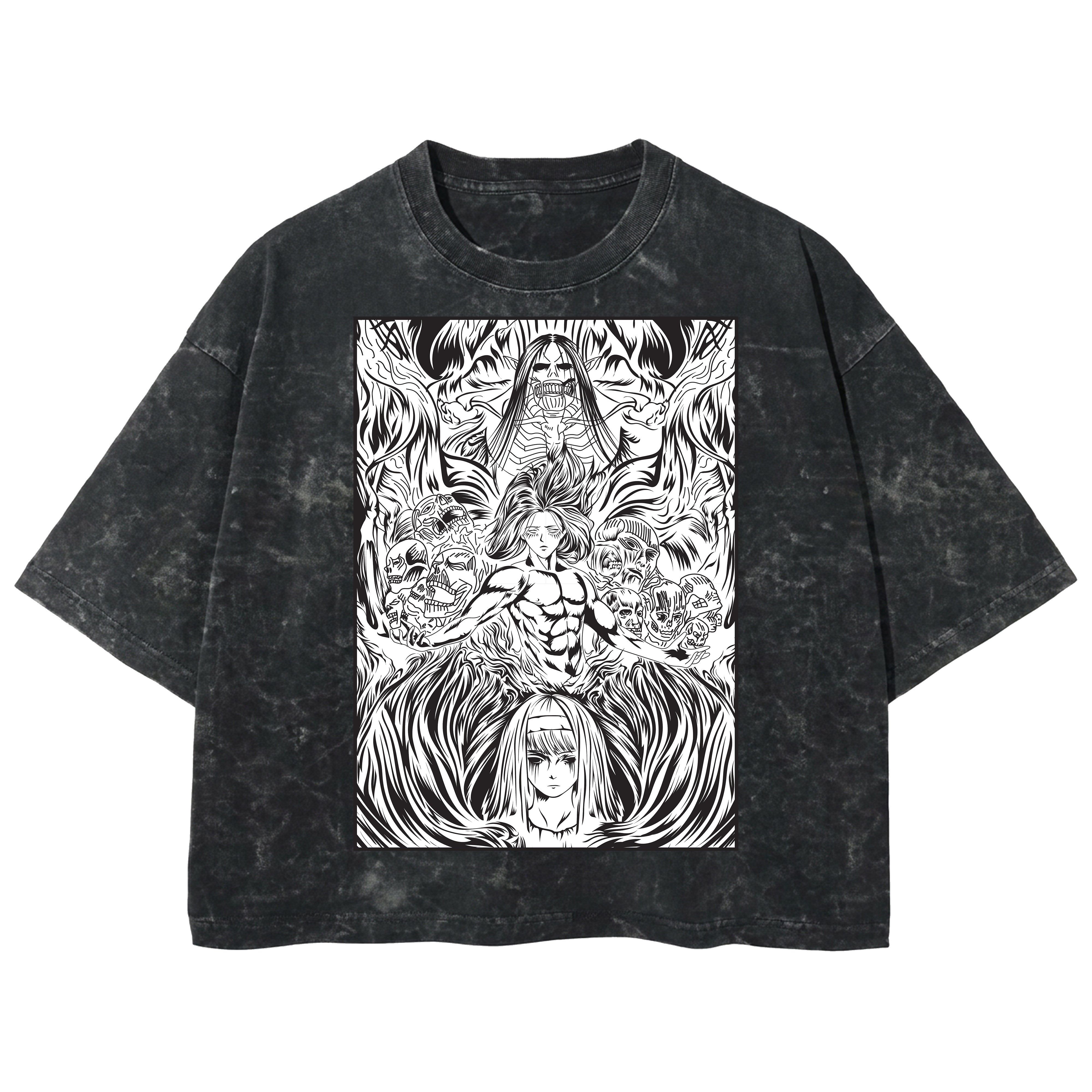 Playera streetwear premium de anime y gaming ExtraLife MX, corte boxy deluxe mineral wash heavyweight en color Acid Wash, moda urbana mexicana de culto.