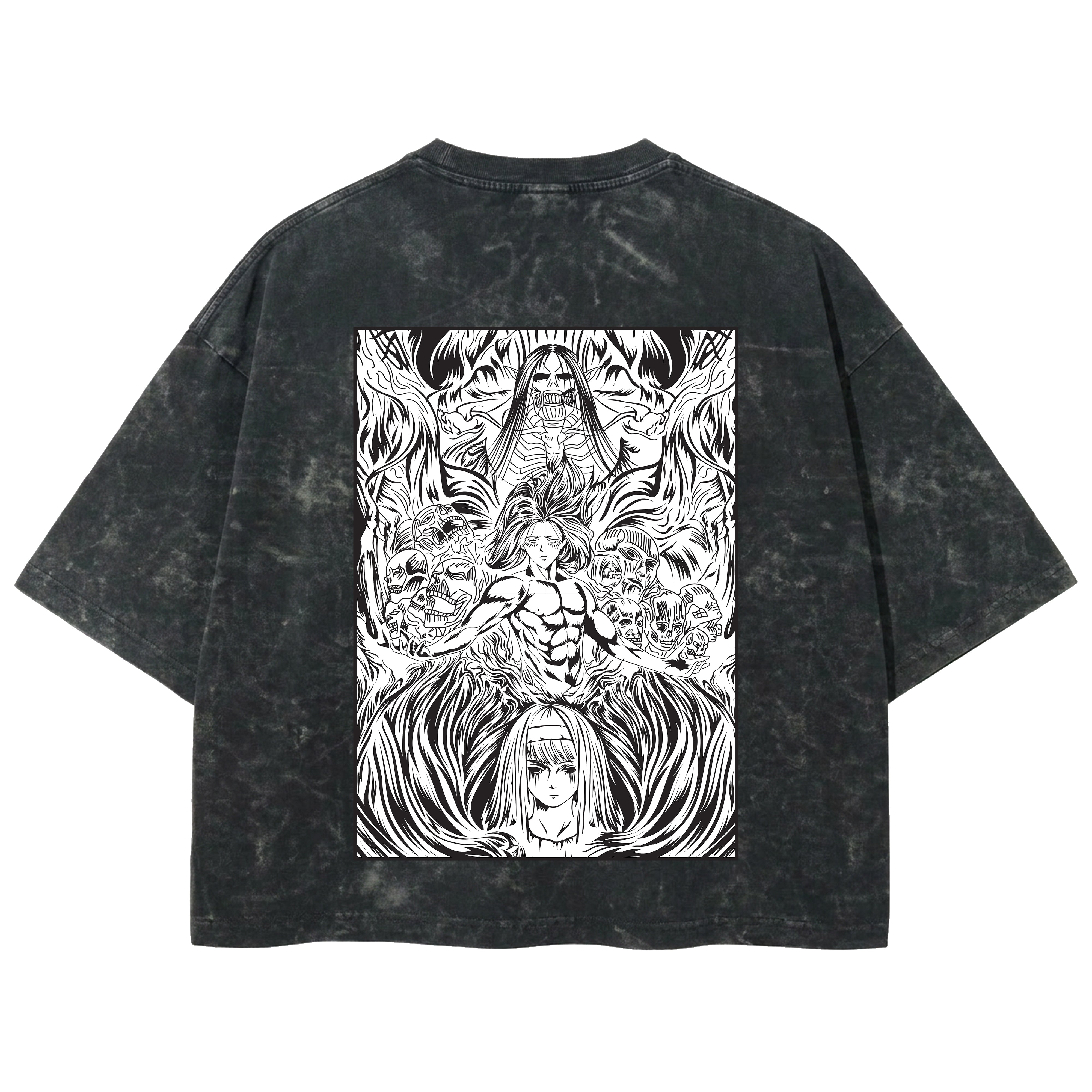 Playera streetwear premium de anime y gaming ExtraLife MX, corte boxy deluxe mineral wash heavyweight en color Acid Wash, moda urbana mexicana de culto.