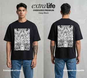 Mas Alla del Muro | El Titan Fundador #00096 - Playera Oversized Premium | Deep Black - Foto en modelo