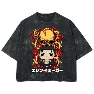 Playera streetwear premium de anime y gaming ExtraLife MX, corte boxy deluxe mineral wash heavyweight en color Acid Wash, moda urbana mexicana de culto.