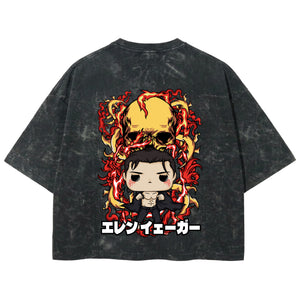 Playera streetwear premium de anime y gaming ExtraLife MX, corte boxy deluxe mineral wash heavyweight en color Acid Wash, moda urbana mexicana de culto.
