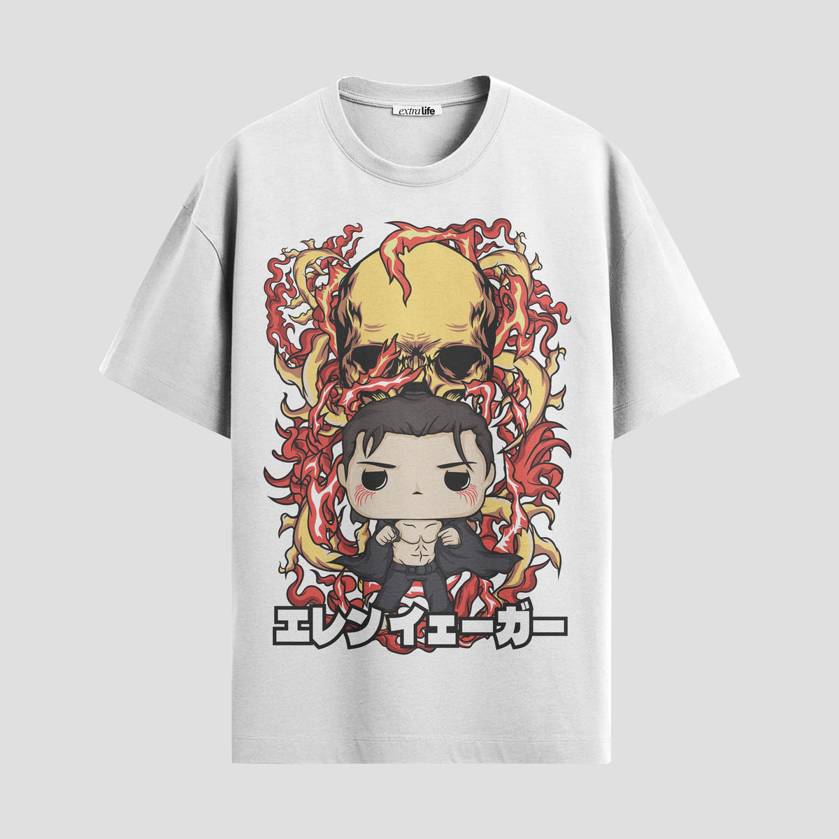 Playera urbana de anime y gaming ExtraLife MX, corte Classic Premium unisex ligero y transpirable en color Deep Black y Pure White, ropa de uso diario para gym y casual.