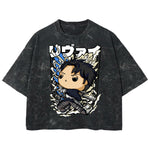 Playera streetwear premium de anime y gaming ExtraLife MX, corte boxy deluxe mineral wash heavyweight en color Acid Wash, moda urbana mexicana de culto.